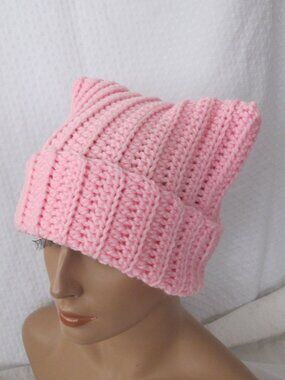 Handmade Pink Cat Ear Beanie